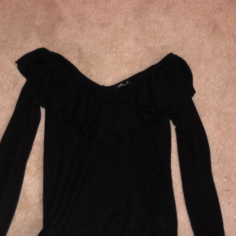 express ruffled black long sleeve